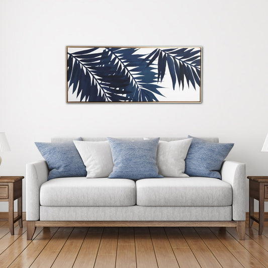 Blue Palms 19X45 Inches Floating Canvas Wall Art