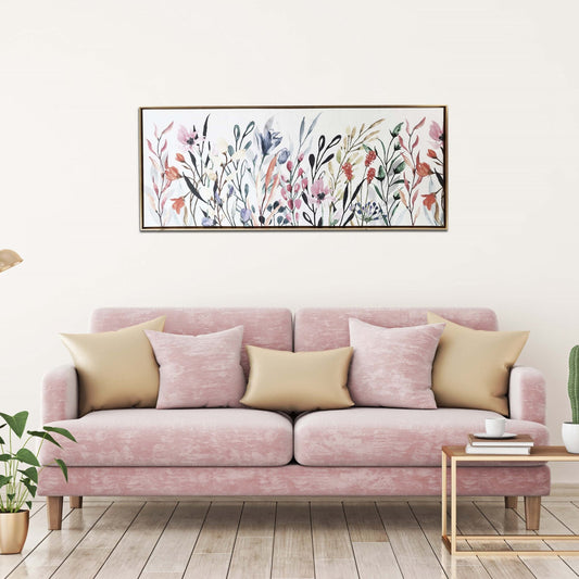 Colorful Wildflowers 19X45 Inches Floating Canvas Wall Art