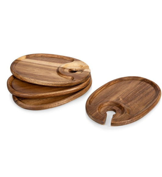 Wine Appetizer Plate Set Of 4, (Acacia Wood) - Pier 1